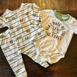 Baby GAP Star Wars Baby Green Graphic One-Piece & Pajama Set